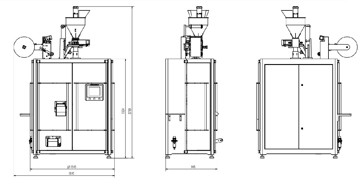 Dimension of Drip Coffee Bag Filling Packaging Machine