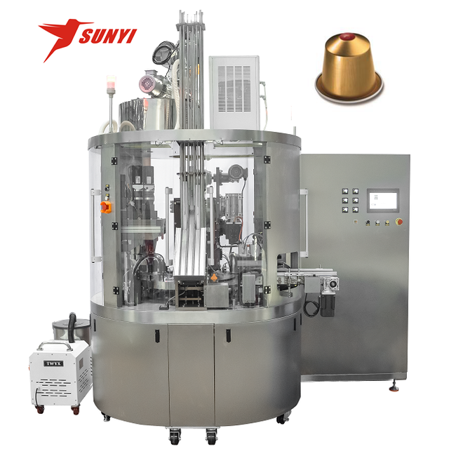 SC-3N High Efficiency Rotary Three Lanes Coffee Capsule Filling Sealing Machine