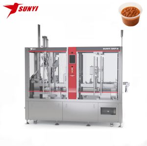 Two Lanes Automatic Pneumatic Petfood Cup Filling Sealing Machine for Pure Water & Powder