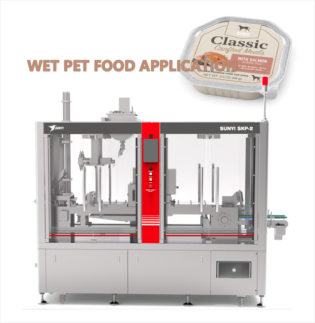 Reliable automatic wet pet food cup packaging system with precision filling, hygienic sealing and customizable output for pet food manufacturers.