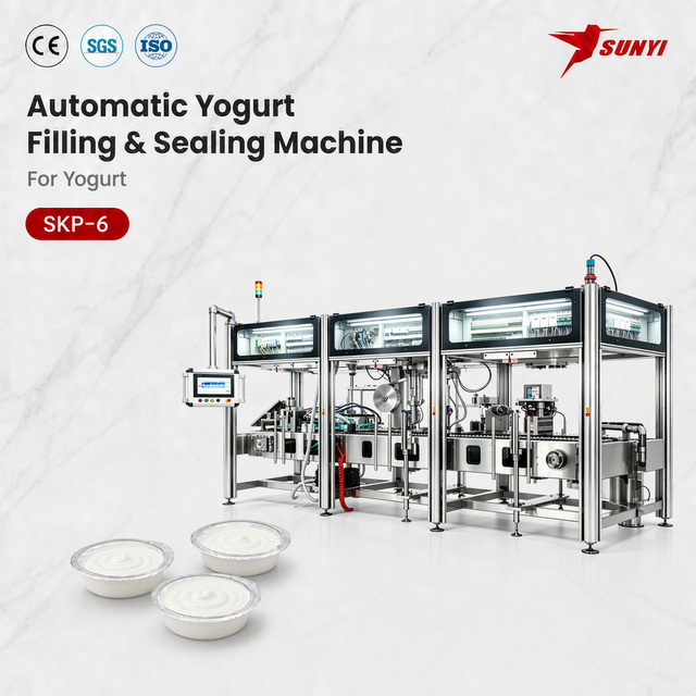 Dairy Yogurt Cup Filling Sealing Machine Hygienic Design With Servo Filling CIP System HEPA Clean Room Technology Factory