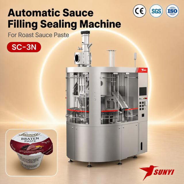 Food Processing Industry Roast Sauce Paste Cup Filling Sealing Machine Precise Servo Control Fast Delivery CE