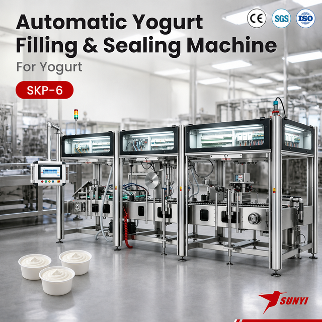 Yogurt Cup Filling Sealing Machine Servo Precision Filling System CIP Cleaning HEPA Hygienic Design for Dairy Manufacturer