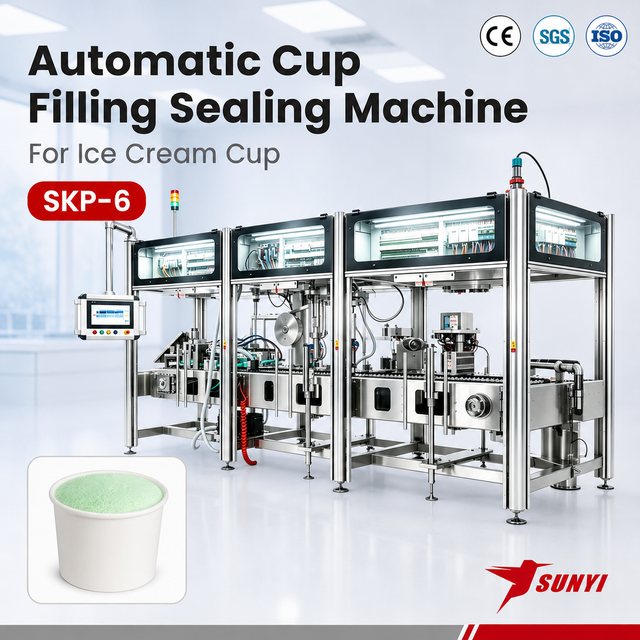 No Leakage High Speed Ice Cream Cup Filling Sealing Machine with Ceramic Rotary Pump and UV Coding