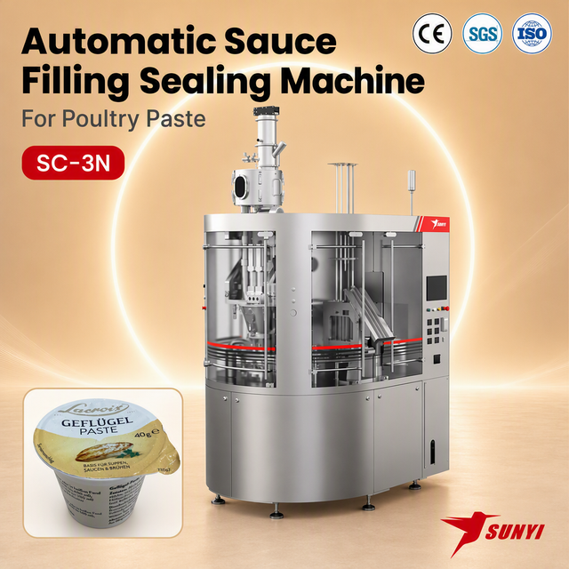 Retail Packaging Single Serve Cup Filling Machine for Poultry Paste 180 CPM Nitrogen Flush ISO SGS Certified