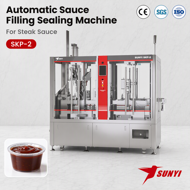 Single-Serve Food Service Steak Sauce Portion Cup Filler, 2-Lane SKP-2, Servo Dosing, Foil Sealing, Manufacturer