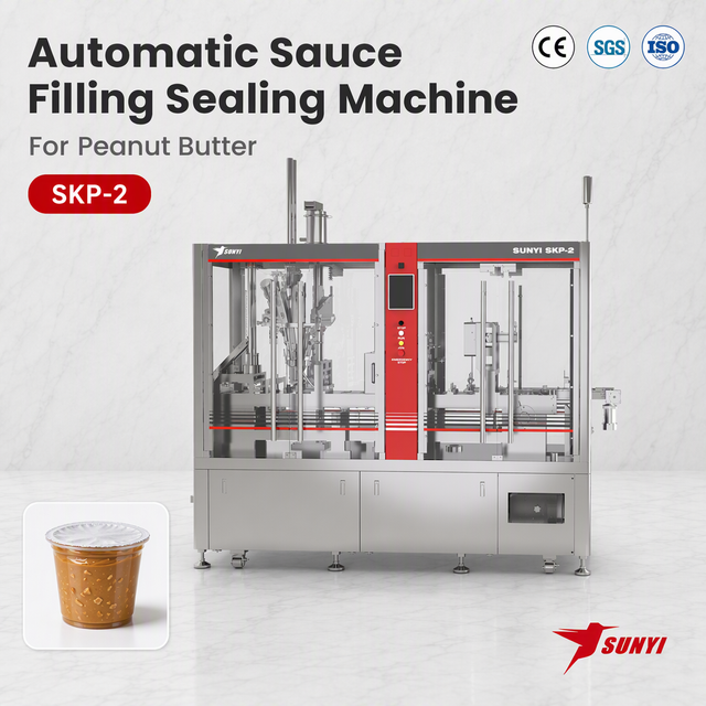 Automate Single-Serve Peanut Butter Packing With SKP-2 2-Lane, 100 Cups/Min Output, Servo Dosing, Foil Sealing, Manufacturer