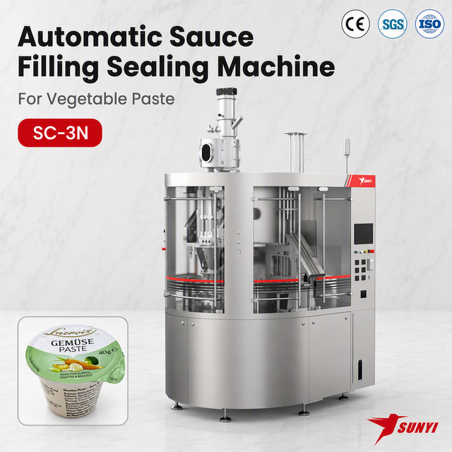 180 Cups/Min 0-50g Cup Filling Sealing Machine for Vegetable Paste with Nitrogen Flush CE SGS Manufacturer