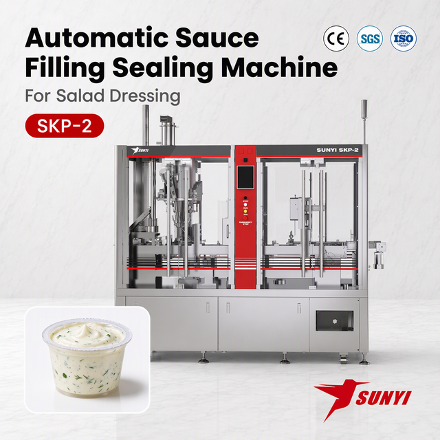 Food Processing Salad Dressing Cup Filler And Sealer, 2-Lane SKP-2, Automatic Cup Feeding, CE/SGS/ISO 9001, Manufacturer