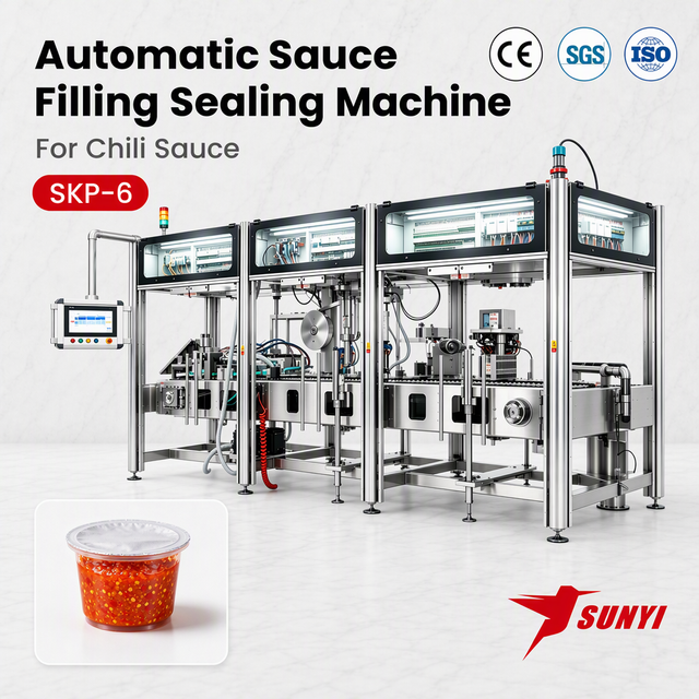 Automate Single-Serve Chili Sauce Packing With SKP-6 6-Lane, 240-270 Cups/Min Output, Manufacturer