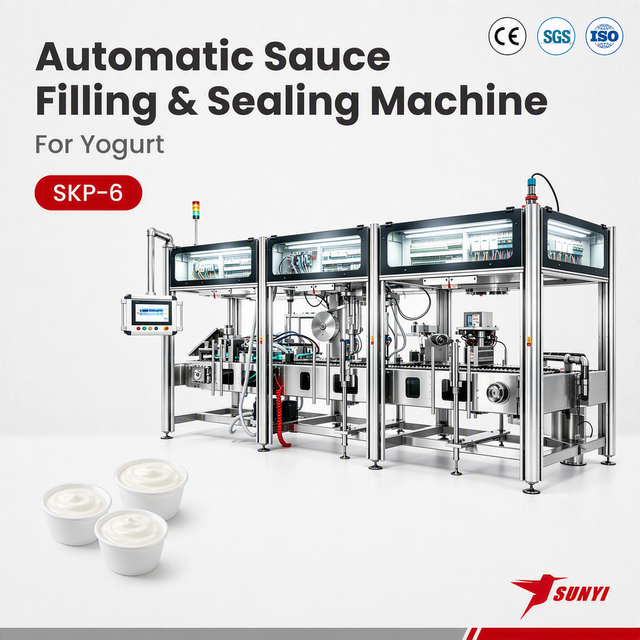 Industrial Yogurt Filling Sealing Machine AISI 316L Hygienic Structure Servo Control CIP Cleaning System for Dairy Factory
