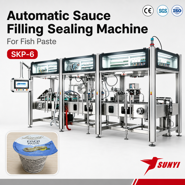 Industrial High Speed Cup Filling Machine for Fish Paste with 80L Tank and CIP System ISO Certified