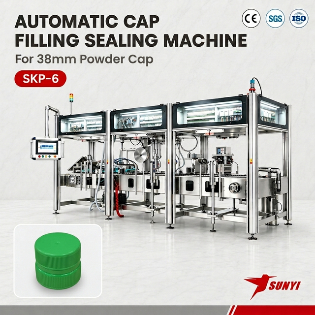 High Speed Automatic 38mm Powder Cap Filling & Sealing Packaging Machine