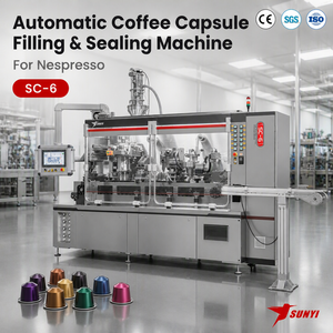 SC-6 Six Lane Coffee Capsule Sealing Machine 300-360 Capsules/Min Servo Auger Nitrogen Flush Manufacturer