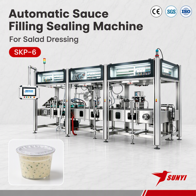 Salad Dressing Cup Filling And Sealing Machine, 6-Lane SKP-6, 240-270 Cups/Min, 1-350g Filling, CE/SGS/ISO 9001, Manufacturer