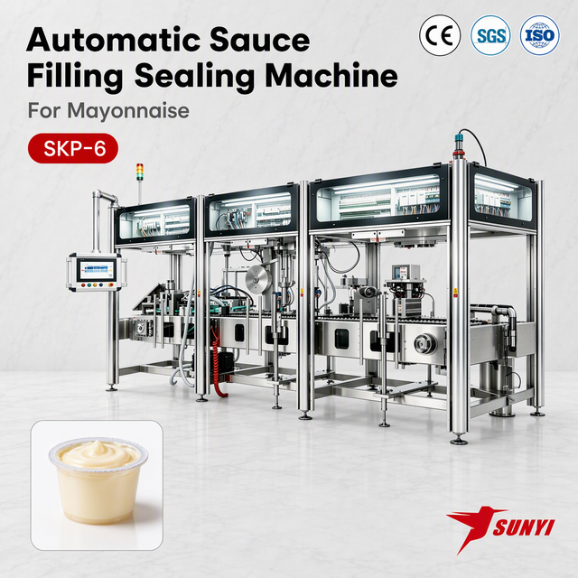 CE/SGS/ISO 9001 Mayonnaise Cup Filler And Sealer, 6-Lane SKP-6, SUS304 Food Contact Parts, Manufacturer