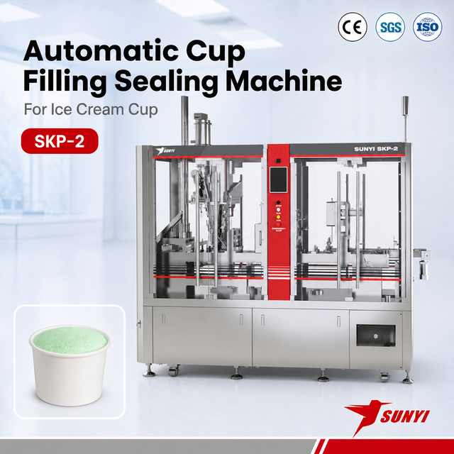 No Leakage High Accuracy Ice Cream Cup Filling Sealing Machine with CIP System and UV Coding