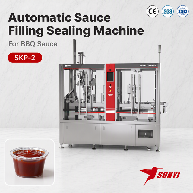 Single-Serve Food Service BBQ Sauce Portion Cup Filler, 2-Lane SKP-2, Servo Dosing, Foil Sealing, Manufacturer