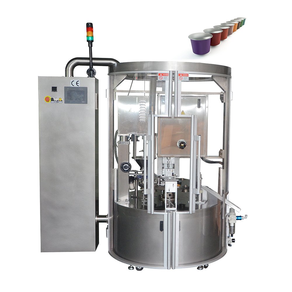 High speed coffee capsule filling equipment on a production floor